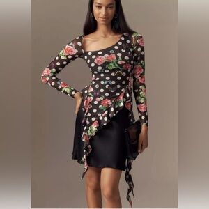 New AFRM Women's polka dot & floral top - Size Small